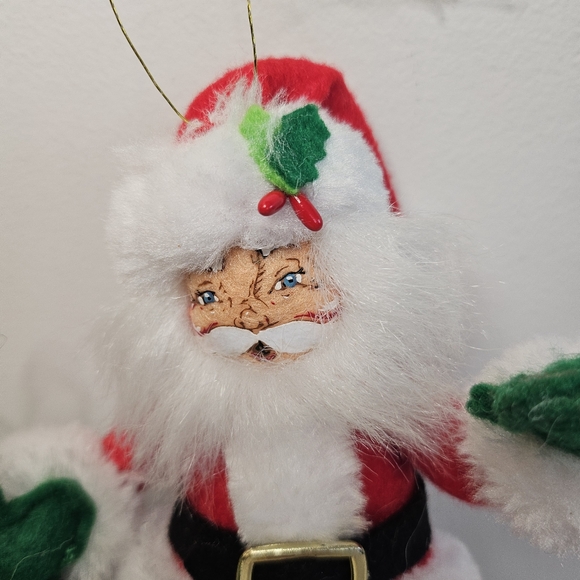 Annalee Santa Claus Christmas doll ornament Stuffed felt green bag 2016 - Picture 2 of 8